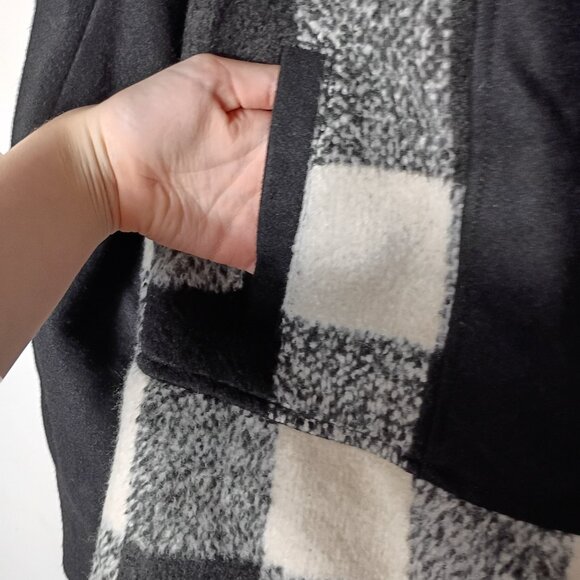 Tulle Original Anthropology Women's L Black White Check Plaid Trim Wool Jacket - Picture 2 of 5